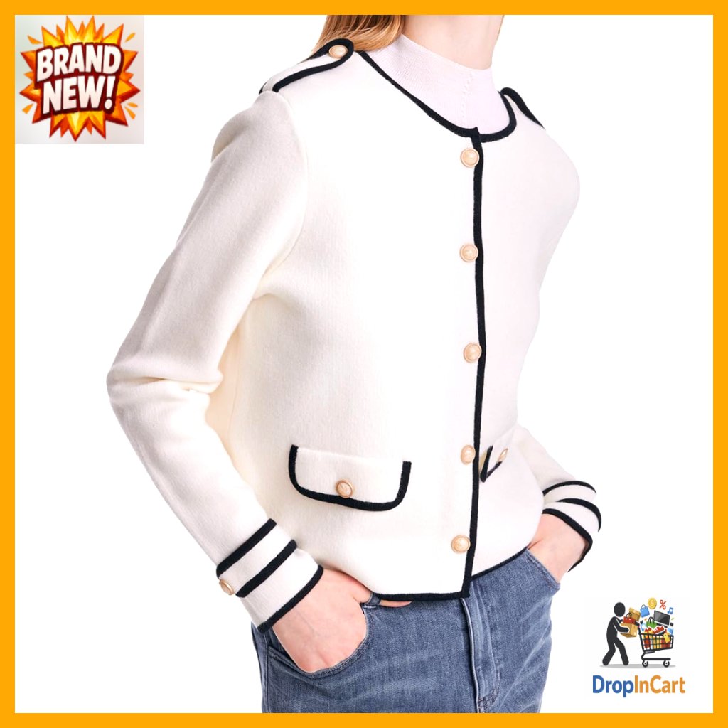 Wool Blend Cardigan Sweater Lightweight Business Casual Knitted Top Classic